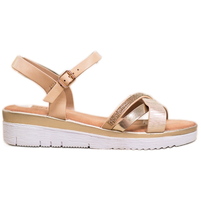 Small Swan Bekväma sandaler med cubic zirconia gyllene