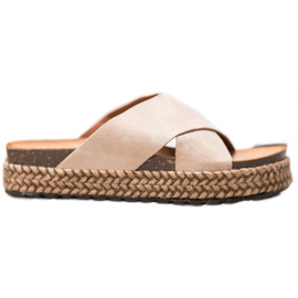 Comer Bekväma tofflor på plattformen beige