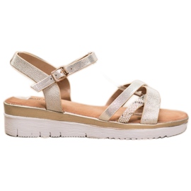 Small Swan Sandaler på låg kil gyllene