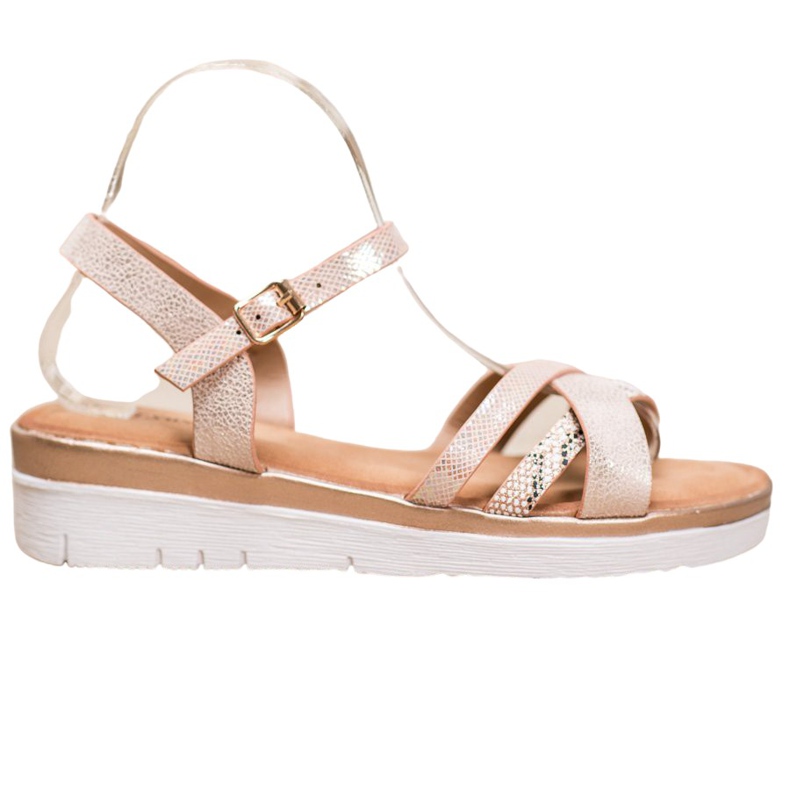 Small Swan Sandaler på låg kil brun gul