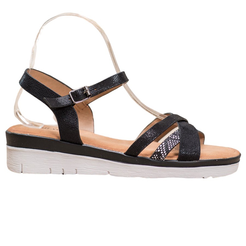 Small Swan Sandaler på låg kil svart