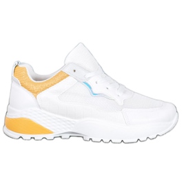 SHELOVET Sneakers med ljusa orange insatser vit