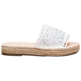 Small Swan Tofflor Med Kristaller vit