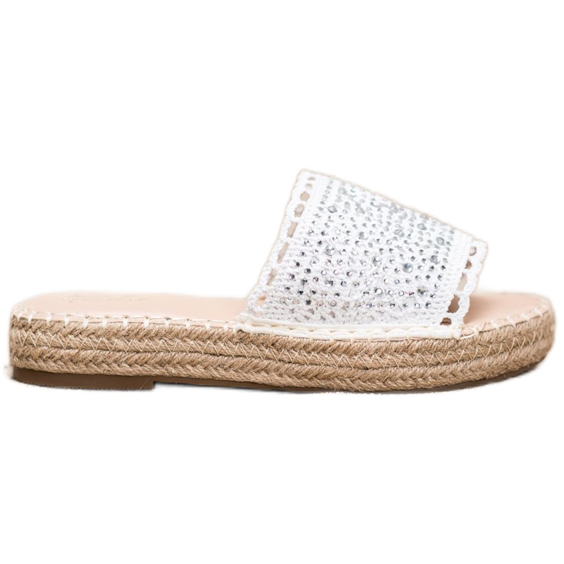 Small Swan Tofflor Med Kristaller vit