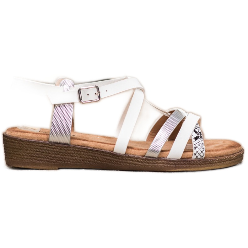 Small Swan Snygga vita sandaler grå