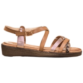 Small Swan Snygga bruna sandaler gyllene