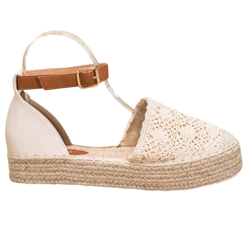 SHELOVET Moderiktiga espadriller med spets beige