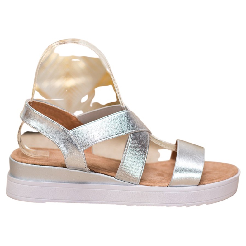 SHELOVET Silver sandaler med elastik grå