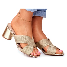 S.Barski Dam Tofflor på hälen Slip Guld Gäst gyllene