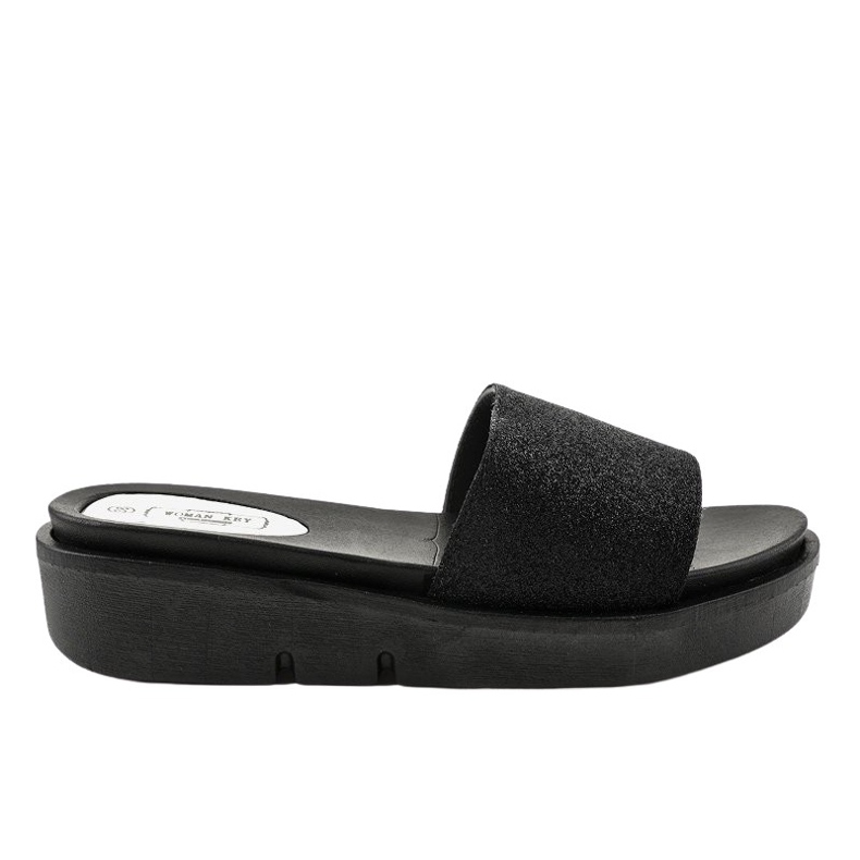 Svarta blanka tofflor E3969