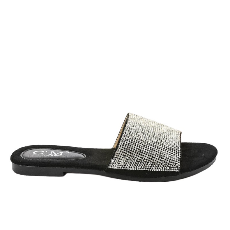 Svarta tofflor med kubiska zirkoner 839-761 grå