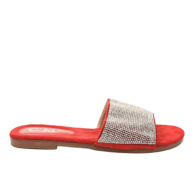 Röda tofflor med cubic zirconia 839-761 grå