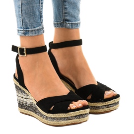 Svarta kile sandaler espadrilles 150-613