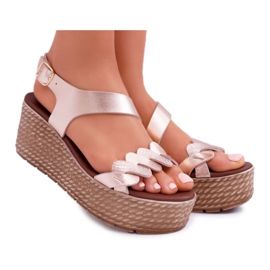 FRERY Kvinnors sandaler på en kilplattform Champagne Aranda rosa