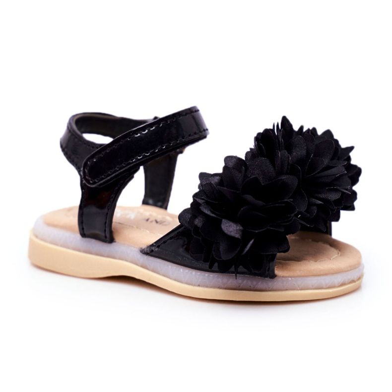 FRROCK Barnsandaler med kardborre glödande svart Milena