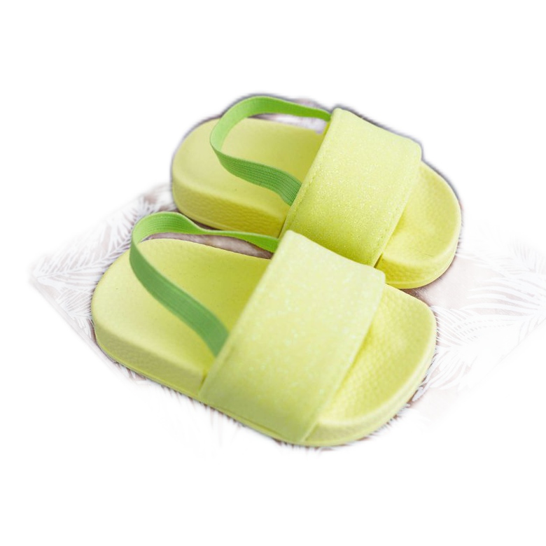 FRROCK Barnflickas tofflor Brocade Lime Rimia gul