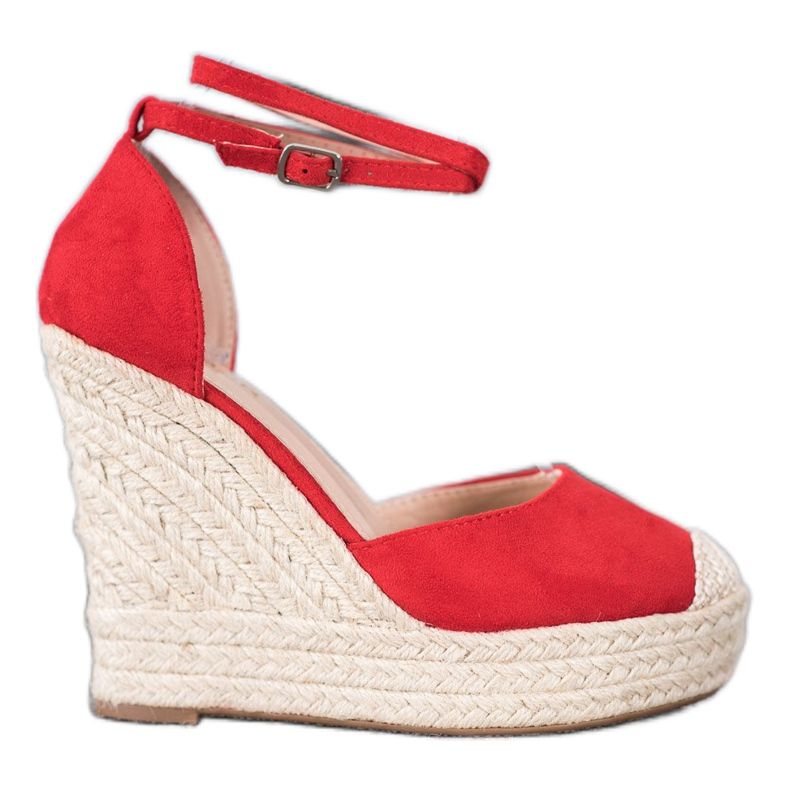 SHELOVET Höga Espadriller på kilen röd