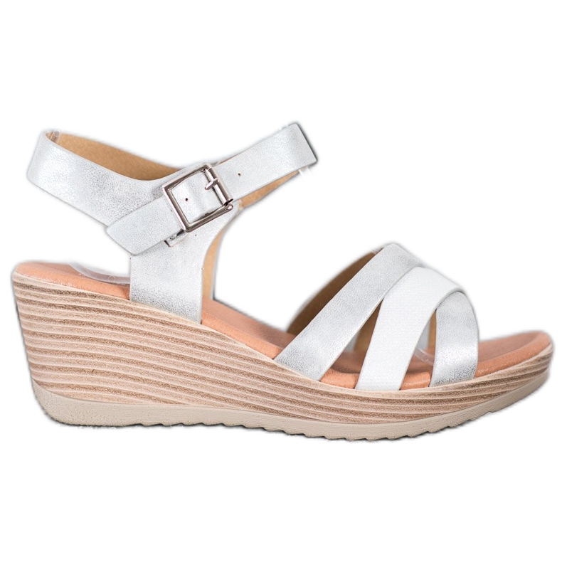 Sea Elves Lätta sandaler tillverkade av ekoläder vit grå