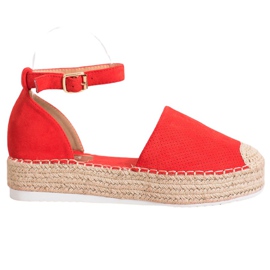 SHELOVET Openwork Espadrilles röd
