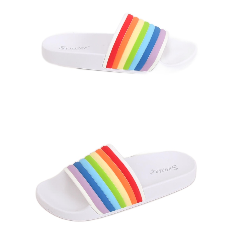 Vita regnbågs tofflor T325P Vit mångfärgad