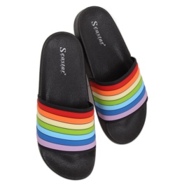 Svarta regnbågs tofflor T325P Svart mångfärgad