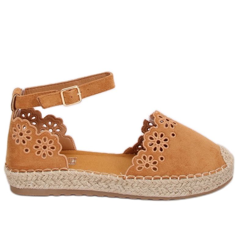 Espadrilles genombruten kamel JH119 Camel brun