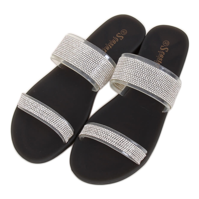 Svarta silikon flip-flops BG51 Svart