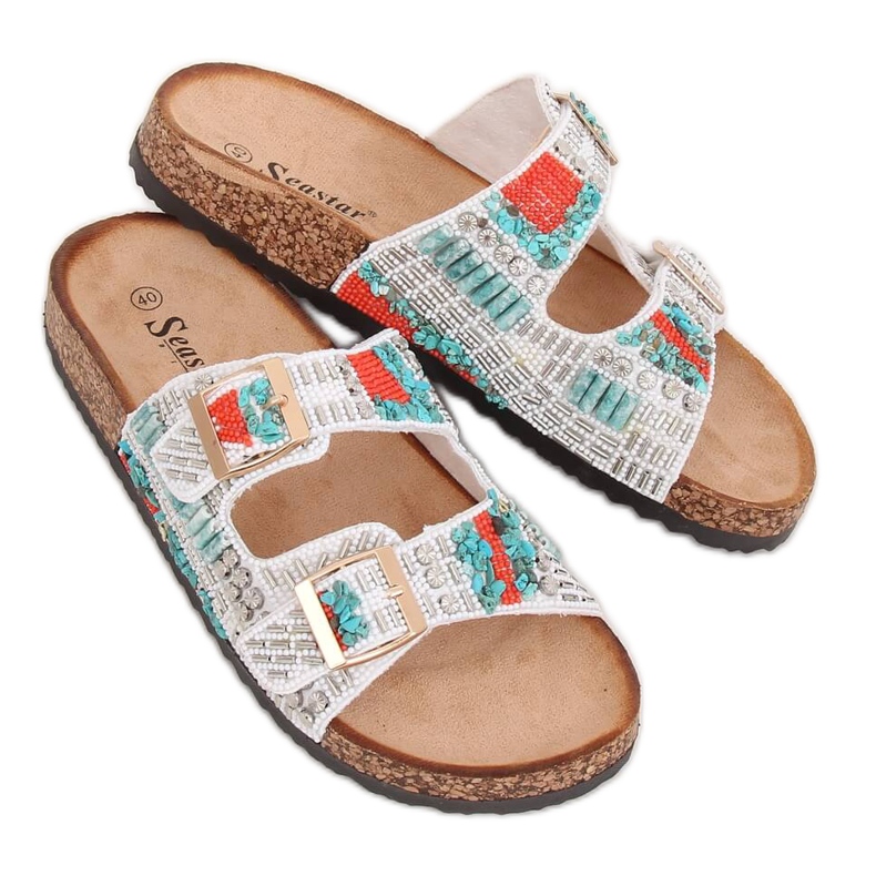 Scholki med vita pärlor CK133P Vit mångfärgad