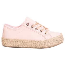 Kylie Sneakers på en halmplattform rosa