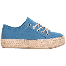 Kylie Sneakers på en halmplattform blå