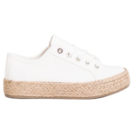 Kylie Sneakers på en halmplattform vit