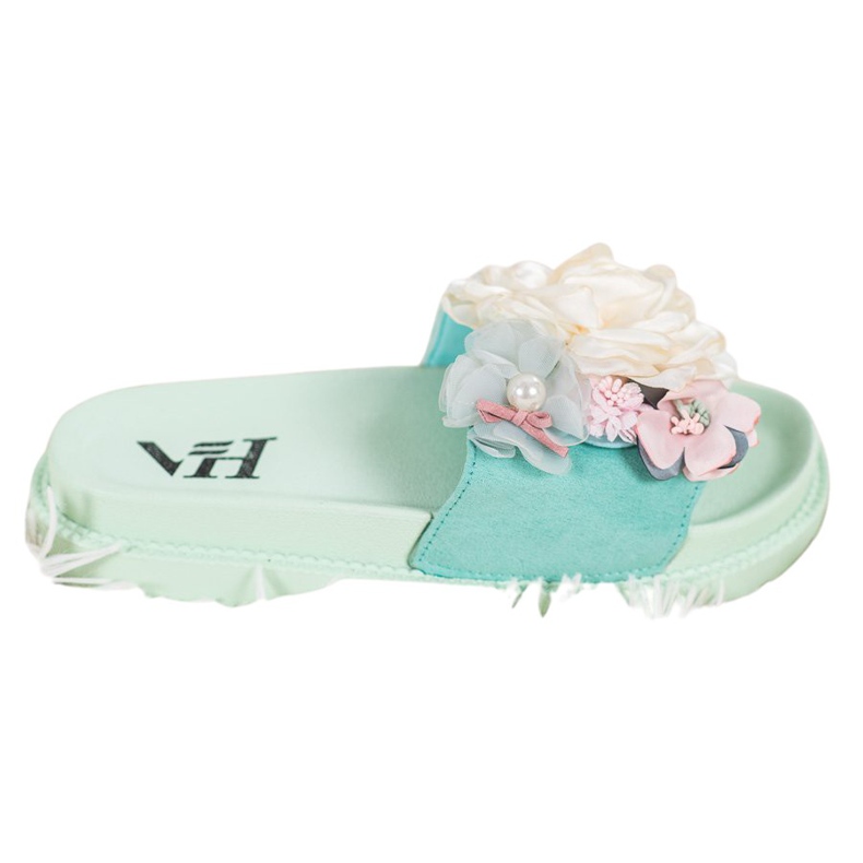 SHELOVET Mocka tofflor med blommor grön