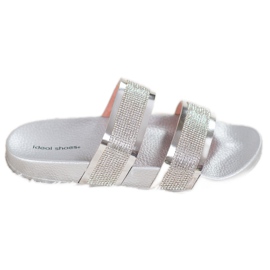 Ideal Shoes Tofflor för kvinnor med kubisk zirkoniumoxid grå