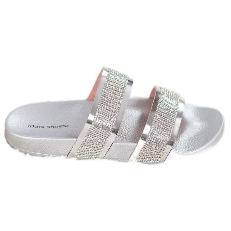 Ideal Shoes Tofflor för kvinnor med kubisk zirkoniumoxid grå