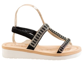 SHELOVET Slip-on sandaler med pärlor svart