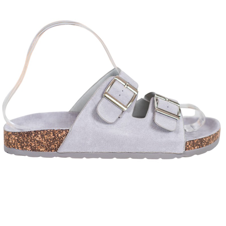 Queentina Bekväma tofflor med spänne grå