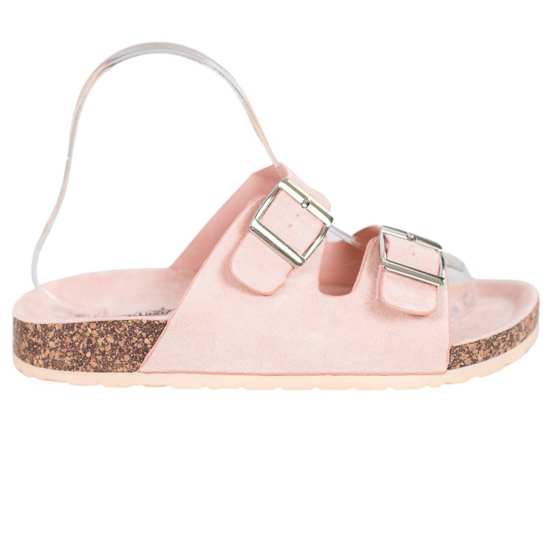 Queentina Bekväma tofflor med spänne rosa