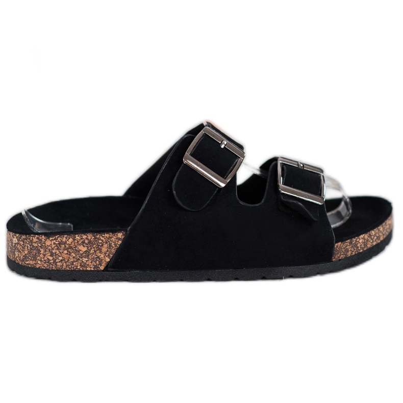 Queentina Bekväma tofflor med spänne svart