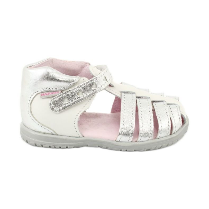 Mazurek Girls 'White and Silver Leather Sandals 245 vit