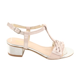 Gamis Kvinnors rosa-silver lädersandaler 39366
