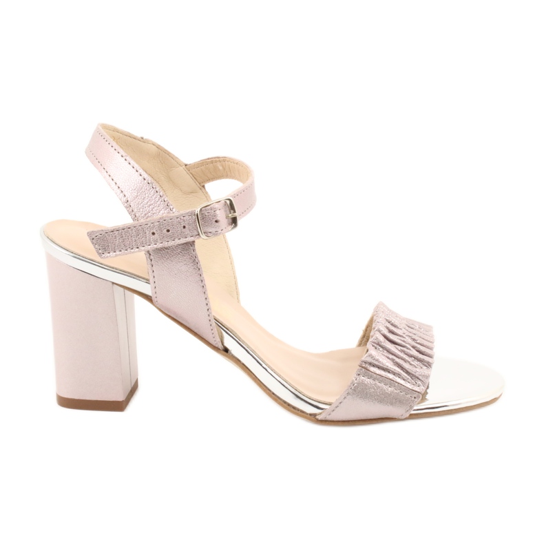 Lädersandaler på Gamis 3949 stolpen rosa grå