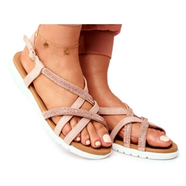 Kvinnors sandaler Lu Boo med Cubic Zirconia 406-6 Rose Gold Feen rosa gul