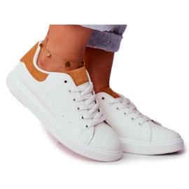 PS1 Kvinnors sportskor Vit med en häl Camel Milly