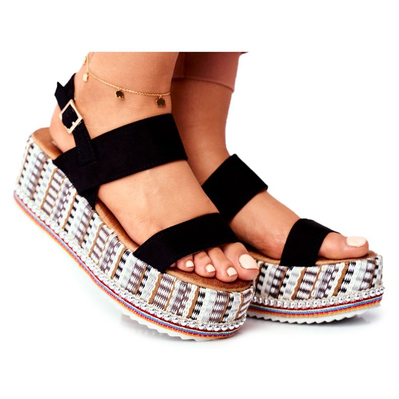 ADY Sandaler för kvinnor på plattformen Black Sandy svart