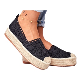 ADY Kvinnors Espadrilles Lace Black Desante -plattform brun svart