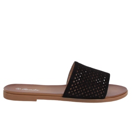 Svarta genomarbetade tofflor 620-63 Svart