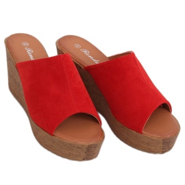 Röda kil tofflor röda 10-236 Röda