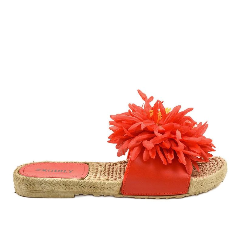 Röda flip-flops med blommor espadrilles CD-1831