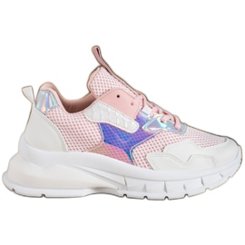 Mannika Trendiga sneakers med mesh rosa