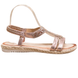 SHELOVET Eleganta sandaler med dekorationer gul